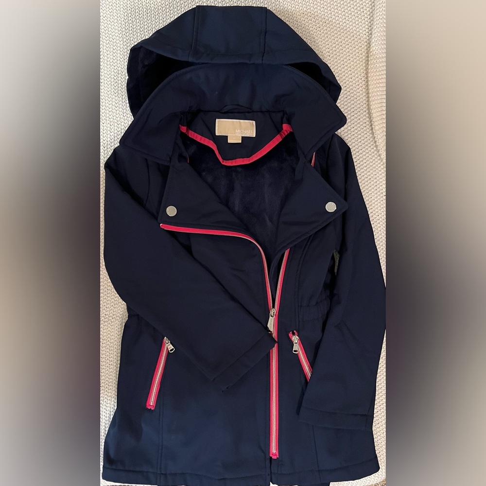 EUC - Michael Kors Big Girls Coat (Navy/Pink) - Size 6X